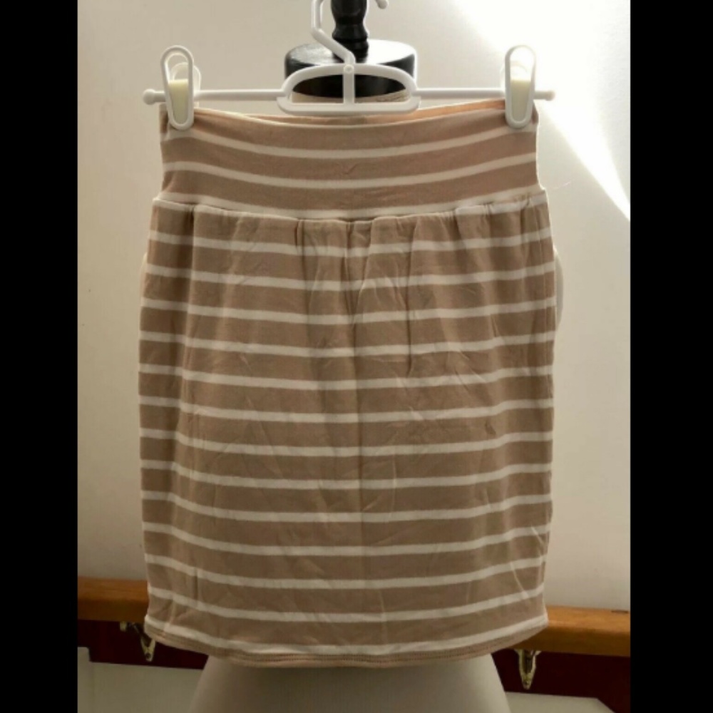 $140 RACHEL PALLY JERSEY STRETCH BANDAGE STRIPED MINI SKIRT SUNTAN XXS